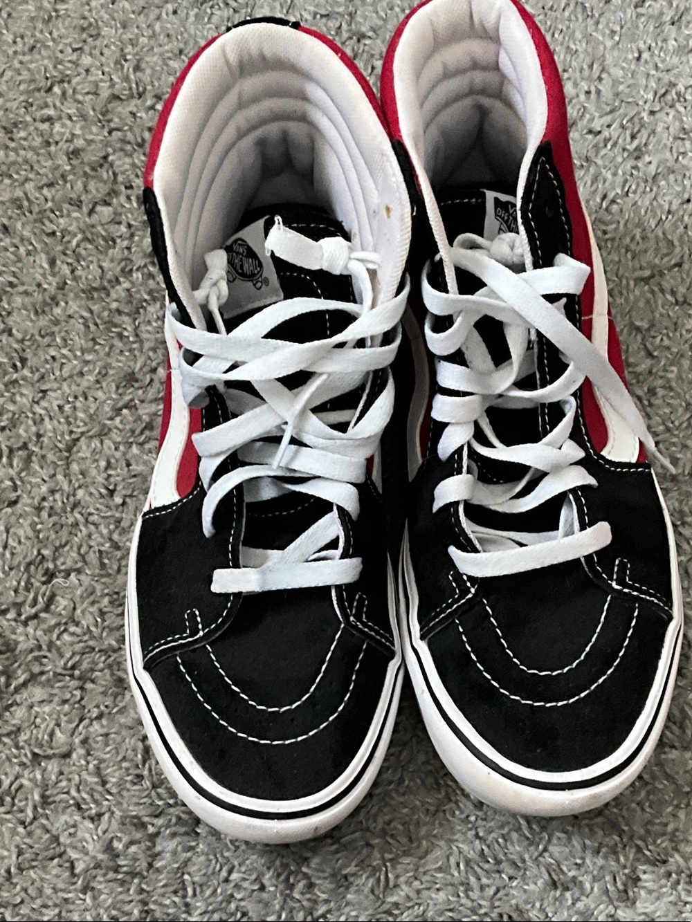 Vans Kids High-Top Sneakers in Black, Red and White